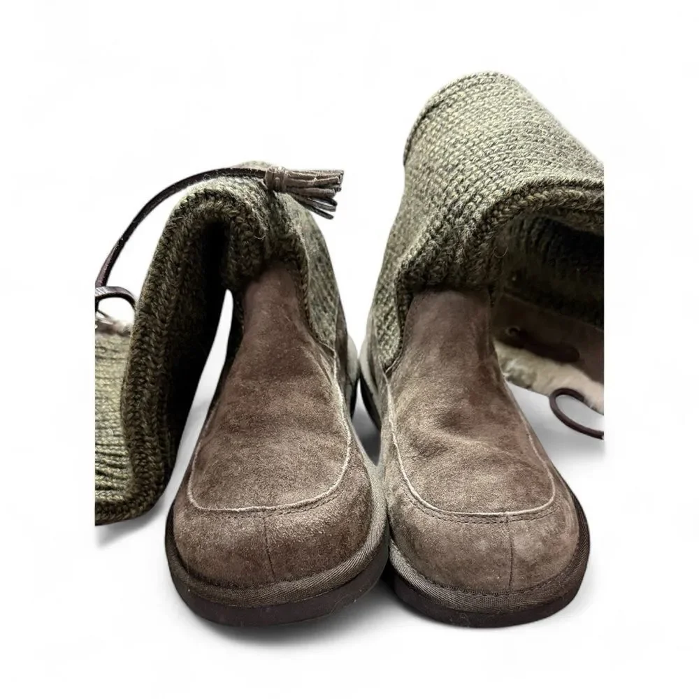 Ugg Green Knit & Brown Suede Winter Boots